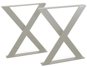 modernLOFTart Tischbeine Grau - Metall X-Form - 2X Tischgestell Flachstahl 100x10 mm - DIY Tischkufen für Wohnzimmertisch, Esstisch - Breite 80 cm, Höhe 72 cm