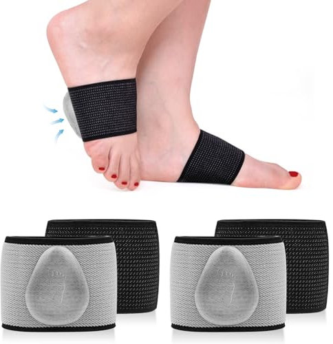 Leikedun 2 Pair Arch Support, Compression Cushioned Plantar Fasciitis Support with Gel Pads Plantar Fasciitis Sleeves for Foot Support, Pain Relief & Sore, Flat Feet, Heel Spurs(Black)