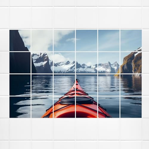 GRAZDesign Fliesenaufkleber See Berge Sport Fliesenbild Bad & Küche - 20x25cm / 142x101cm