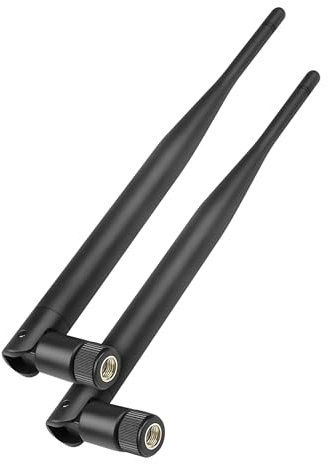 Antenne WiFi 5dBi Externe RP-SMA mâle Double-Bande 2.4GHz/5.8GHz, Gain élevé et Couverture Omnidirectionnelle, pour Carte/Routeur WiFi 5/6/6E/7 et appareils IoT (Pack de 2)