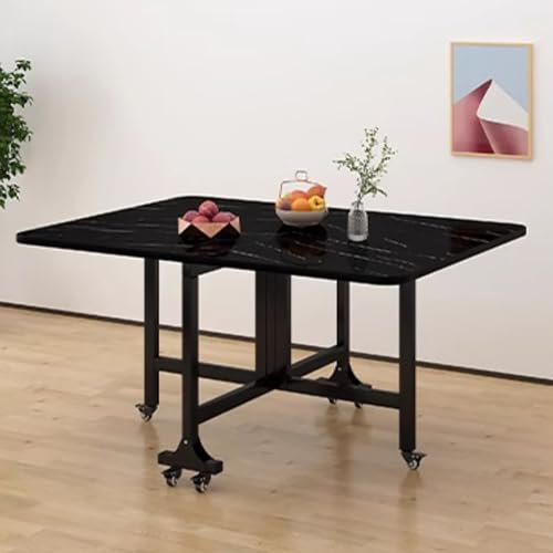 Klappbarer Esstisch, Drop-Leaf-Tisch Mit 6 Rollen, Vielseitiger Ausziehbarer Küchentisch, Platzsparender Kompakter Schreibtisch, Ideal Für Esszimmer, Küche, Klapptisch, Bartisch(Color:Black,Size:100x8