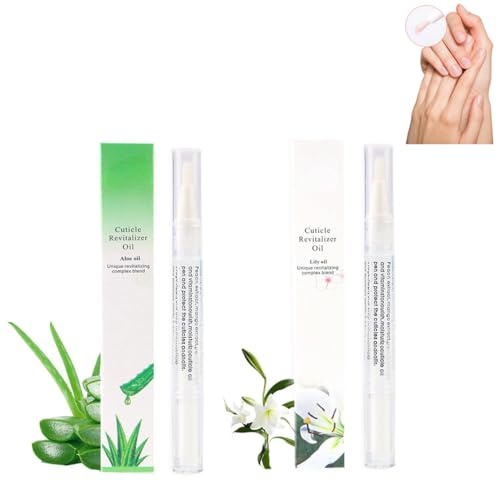 2PCS Cuticle Oil Pen, Natural Nail Cuticle Oil & Soft Brush - Prevents Cracking & Drying, Repairs Rough Nails - Moisturizes