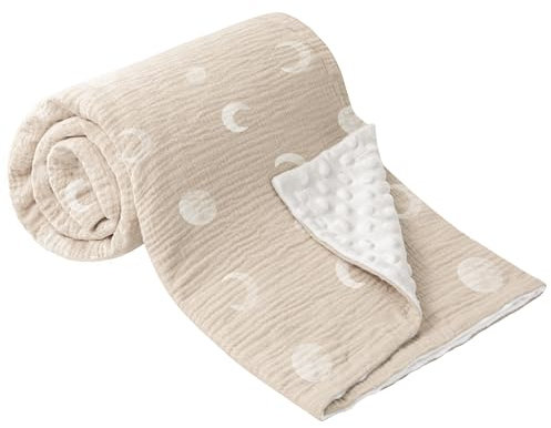 Bearmoss Babydecke Baumwolle Baby Decken Neugeborenen,Weiche Krabbeldecke für Kinder,Musselin Schlafdecken für Kleinkinder Mädchen Junge 75x100cm(WeißerMond)