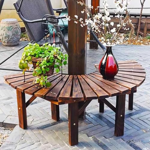 Baumbank Robuste, Gebogene Baumbank Zum Umwickeln, Rustikale Halbrunde Bänke für Garten, Terrasse, Innenhof, Pflanzenzaunständer/Outdoor-Sofa/Schuhbank