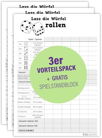 Vorteilspaket 2 x Ersatz Würfelblock + 1 x Gratis Würfelblock, A6, Qualitätspapier, Durchschlagsicher, Made in Germany, umweltfreundlicher Druck