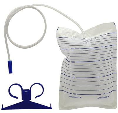 Sacca per urina da letto - monouso - capacità ml. 2000 - tubo cm.90 - valvola anti reflusso - senza scarico - conf. 60 pz (2 x 30 pz) - CE