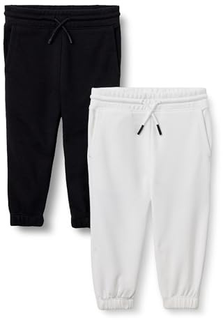 Amazon Essentials Jogging en coton Garçon, Lot de 2, Blanc/Noir, 10 ans
