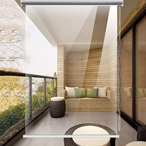 Estor enrollable impermeable de vinilo transparente para pérgola, estor de ventana impermeable con fácil instalación, cortinas divisorias de plástico para privacidad, 150 x 200 cm