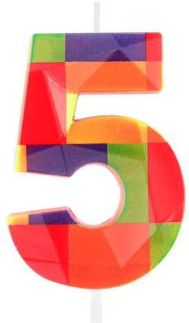 Hongplus 3D Bunte Gebäudebaustein Zahl 5 Kerze 5. Geburtstag Kerze Süßigkeiten Gebäudebaustein Steine Glücklicher 5. Geburtstag Kuchenkerze Kuchenaufsatz für Jungen Mädchen Kinder Geburtstagsparty