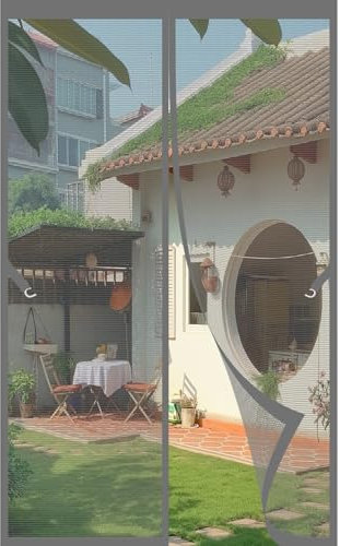 Magnet Fliegengitter Tür 85 x 210 cm Katzenkrallen Sicher, Stärkere Magneten Fliegenschutz Magnetvorhang für Balkontür Wohnzimmer Terrassentür Türvorhang, Grau