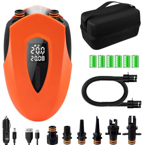 20 PSI Pompa Elettrica Sup ad Alta Pressione, Pompa ad Aria Elettrica, 12000 mAh, Pompa Sup Ricaricabile, Auto-off, SUP Air Pump, Gonfiaggio Intelligente per Schede SUP, Kayak, Ali, Grago