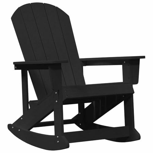 vidaXL Adirondack-Schaukelstuhl Schwarz HDPE | Ein zeitloser Adirondack-Stil, der in jeden Außenbereich passt, Hergestellt aus synthetischem Plastik,