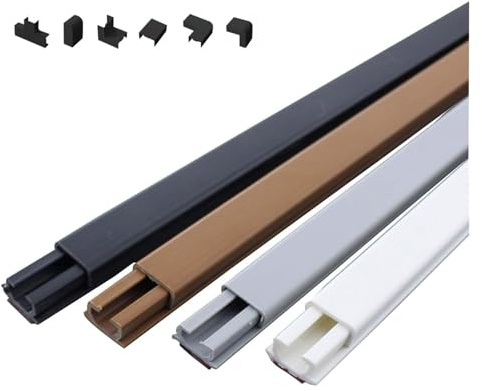 Cable Trunking,Square Box Cable Trunking, Square Trunking,Anti-Stomping, Self-Adhesive Cable Hider for Electric Cables,3Pcs 1M Lengths，& Accessories(Brown,15x10mm)