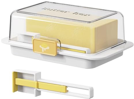 Butter Dish | Countertop Covered Butter Holder Tray | Easy Scoop Unbreakable Cheese Box with Lid and Spreader for Countertop and Refrigerator