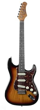 EKO GUITARS – Chitarra Elettrica ST‑400, Corpo Pawlonia, Manico Acero, Tastiera Laurel, 3 Pickup Single‑Coil, Ponte Vintage Tremolo, 22 Tasti, Colore Sunburst