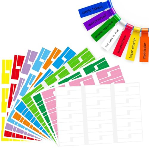 300 Piezas Etiquetas Cables, 10 Colores Etiqueta del Cable Adhesivas Pegatinas Rotulaciós Resistentes a Desgarros Impermeable para Identificar Rotulacións Grandes Hilos Versátiles