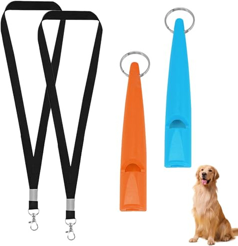 2 Stück Hundepfeife Rückruf,Hundepfeifen Mit Schlüsselband,Professionelle Trainingspfeife,Hundepfeife Hochfrequenz Lautlos Mit Praktischem Umhängeband,Für Hundetraining Hundepfeifen (Blau/Orange)