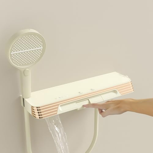 XJTNLB Grifo Cascada Bañera Pared con Barra de Ducha Grifo Bañera y Ducha Leche Blanca Mezclador Monomando