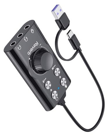 7.1 Externer USB-Soundkartenadapter, Plug-and-Play Externe Soundkarte Stereo PC Mikrofon USB-Adapter Headset Soundkarte für PC-Gaming Livestreaming