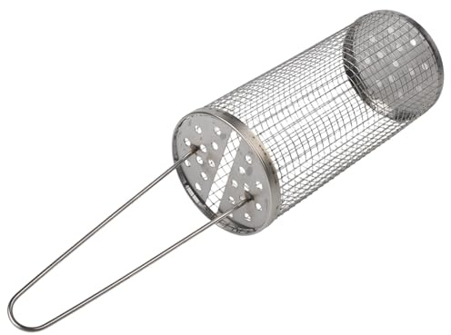 MoSundi Griglia portatile rimovibile in acciaio inox con rotazione a 360°, per verdure, pesce e carne, 37 x 9 cm, argento