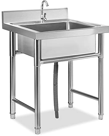 Évier de cuisine en acier inoxydable avec filtre pour restaurants, services alimentaires et restauration