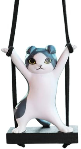 Katzenauto-Zubehör, schwingendes Katzenauto-Hängeornament mit verstellbarem Seil, 2, 4 x 1, 8, einzigartiges und lustiges Harzornament, für Liebhaber, zum Aufhängen