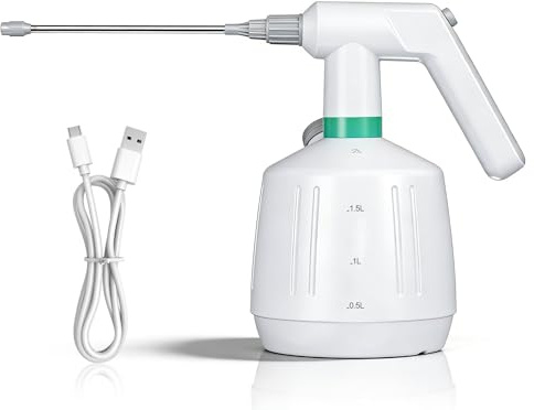 Pulverizador eléctrico con batería de 2 litros, recargable por USB, con boquilla ajustable, botella pulverizadora eléctrica para cuidado de plantas, jardinería, lavado de coches y limpieza del hogar