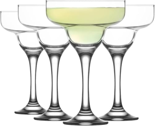 Chefline 6X Clear 300ml Misket Magarita Glasses - Espresso Martini Champagne Cocktail Gin Wine Drinking Party Coupe Glass Set