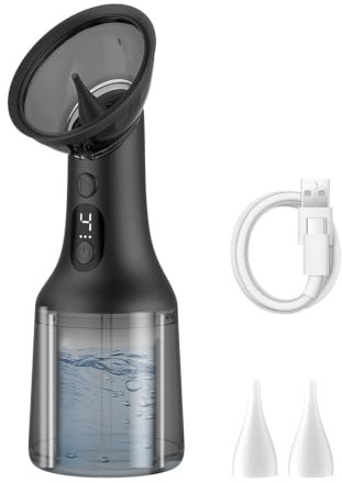 zenggp Pulitore Auricolare, Kit per La Rimozione del Cerume, con 4 modalità di Pressione | Display A LED | Ricaricabile Tramite USB | Serbatoio dell'Acqua, Sistema di Lavaggio Elettrico(Black)
