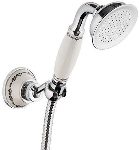 PaulGurkes Nostalgie Brausegarnitur mit Keramik Handbrause Duschkopf mit Halter Keramik Landhausstil Antik Retro Brausekopf