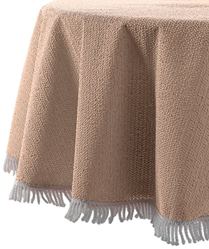 BEAUTEX Gartentischdecke wetterfest eckig 130x180 Beige Tischdecke Fransen