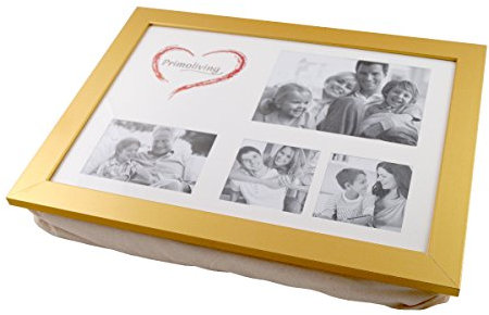 PrimoLiving Knietablett mit Fotorahmen - 43 x 32,5 x 8 cm – Tablett als Laptopunterlage – Sofa oder Bett-Tablett – P-108