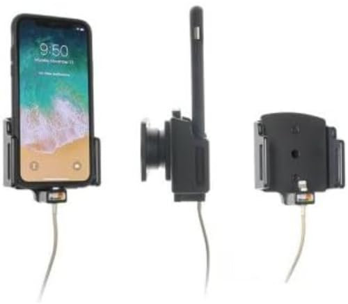 Brodit Gerätehalter 715013 | Made IN Sweden | für Smartphones - Apple iPhone 11, iPhone XS, iPhone X, iPhone XR, 71x013, Schwarz, mit Stecker-Fixierung für Lightning-zu-USB-A Kabel