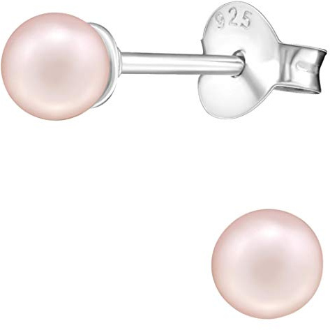 JAYARE Kinder Perlenohrringe Silber 925 Mädchen - kleine Perlen Ohrringe - 4 mm - Ohrstecker Stecker
