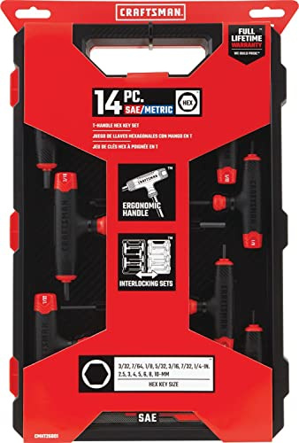 CRAFTSMAN Juego de llaves hexagonales, 14 llaves, mango en T (CMHT26001)