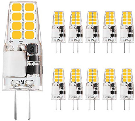 Lampes LED G4, 3 W, correspond à des lampes halogènes 35 W, lampe LED 12 V AC/DC, 350 lumens, non dimmable, angle d'éclairage 360 °, lumière G4, blanc chaud (3000 K, 10 paquets)
