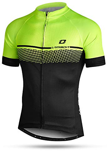 LAMEDA Kurzarm Radtrikot Herren T-Shirt Funktionsshirt Elastische Atmungsaktive Schnell Trocknen Stoff Fahrradtrikot für Radsport Outdoor Sport (Schwarz&Grün M)