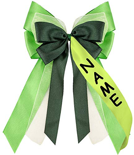 alles-meine.de GmbH große XL - 3D - Geschenkschleife/Schleife - hellgrün & dunkel grün - inkl. Name - 17 cm breit u. 31 cm lang - mit Satin Bändern - für Geschenk und Zuckertüt..