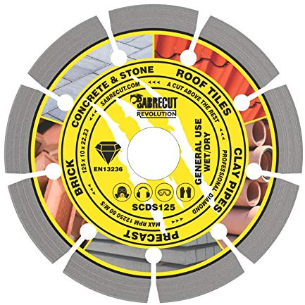 SabreCut 1pc SCDS125 125mm x 22.23mm Bore Segmented Diamond Cutting Disc | High-grade diamond construction provides fast, clean and durable dry cutting with no water cooling required