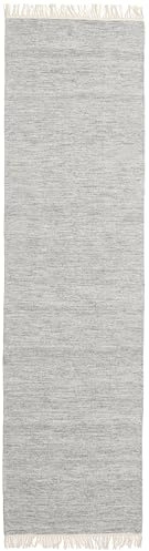 RugVista Melange Teppich, 80 x 400 cm, Grau | Rechteckig, Mittlerer Stapel, Nur chemische Reinigung, Oeko-Tex 100, Wohnzimmer, Esszimmer, Schlafzimmer, Diele