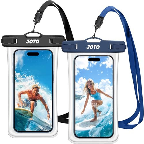 JOTO 2 Stück Wasserdicht Handyhülle,Unterwasser Hülle IPX8 Waterproof Handytasche für 7 iPhone 16 15 14 13 12 11 Pro Max/Samsung Galaxy S23 Ultra S22 A54 und Weiteren bis 7 Zoll -Schwarz/Navy
