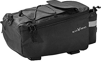 Black Crevice Rack Bag Fahrradtasche I isolierte Gepäckträger-Fahrradtasche für Getränke & Essen I weich gepolsterte Gepäckträgertasche inkl. Flaschenhalterung mit Gummizug I 30x15-10x15cm