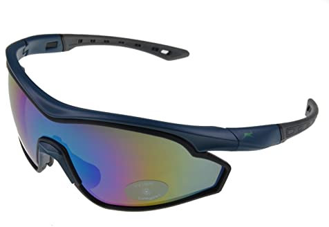 Gamswild WS7534 Sonnenbrille Einscheibenmodell Sportbrille Fahrradbrille Skibrille Damen Herren Unisex | weiß | blau | grün, Farbe: Blau