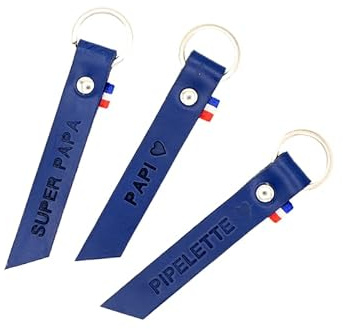 Porte-clefs en cuir à personnaliser (bleu)