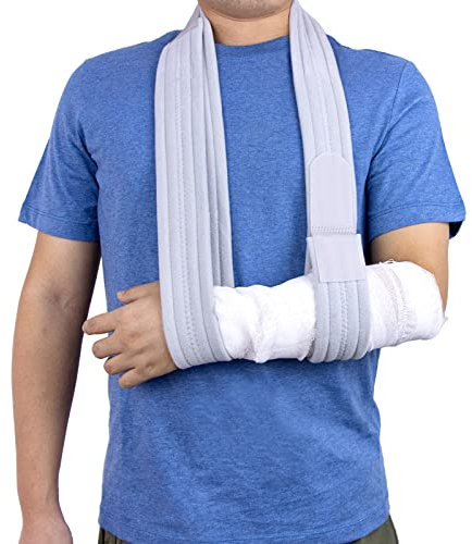 Tutore Braccio Ingessato Regolabile Immobilizzatore Braccio Leggero e Confortevole Supporto per Braccio Per Donne e Uomini, per Lesioni Al Gomito Destro e al Braccio 63 Pollici (grigio)