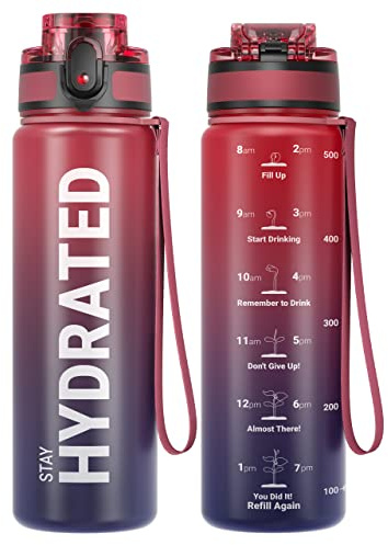 Sahara Sailor Water Bottle 500ML, Leakproof Tritan Bottle with Time Marker | Bpa Free, Wide Mouth With Lock Cover And Cleaning Brush,For Gym School Cycling, 1 Count