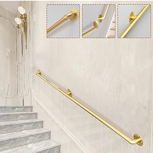 BYBDOG Corrimano Moderno per ringhiera in Oro per Scale Interne ed Esterne, corrimano per ringhiera in Metallo Corridoio in Ferro battuto Maniglione di Sicurezza - Supporto per balaustra per Montag