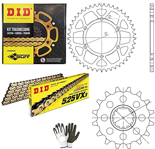 Compatible con Yamaha MT-07 Tracer (MTT690) 700 dal 2016 al 2017 Kit TRANSMISION para Moto ESPECIFICA Did 525VX Cadena 108 ESLABONES Acero PIÑON Z43 PIÑON Z16