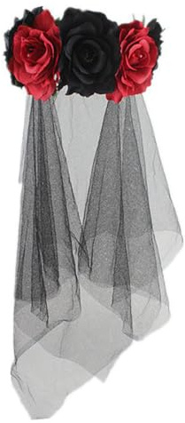 JUSTUSNX Halloween-Stirnband, Blumen-Haarschmuck, Gothic-Brautschleier, Halloween-Party, Kopfbedeckung, Kleidung für Mädchen, Damen, Frauen (B)