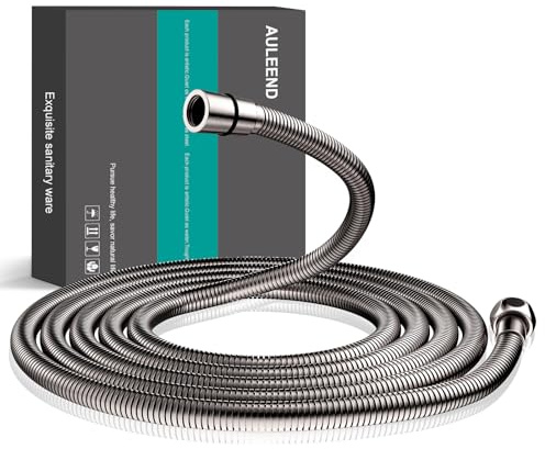 auleend 118 Zoll (3m) Brauseschlauch 304 Edelstahl Extra Lang Brauseschlauch Ersatz Handbrause Duschkopf Schlauch Verlängerung - Gebürstetes Nickel